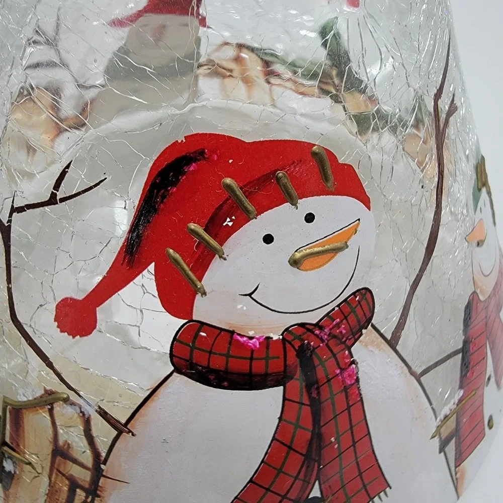 Yankee Candle Crackle Glass Snowmen Cardinals Lamp Shade Topper Christmas